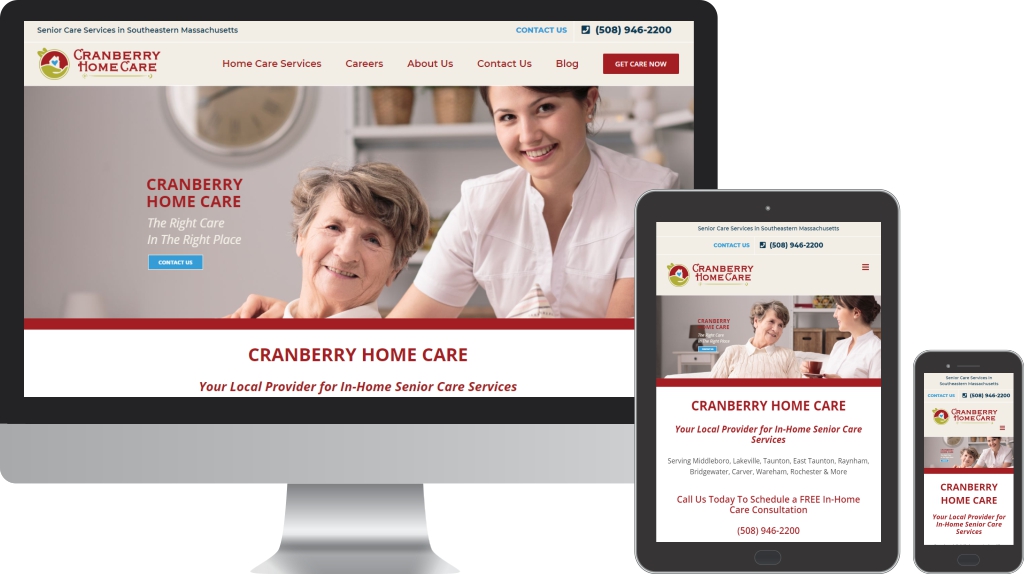 Cranberry Home Care website design example