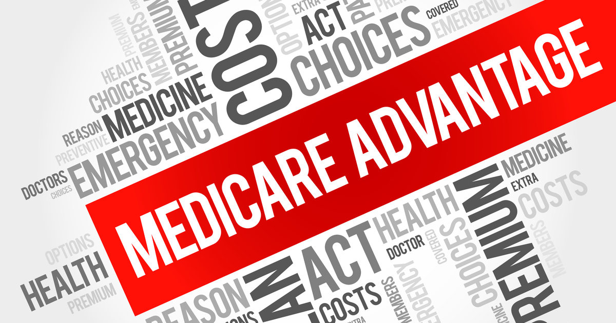 Medicare Advantage word cloud collage, home health care
