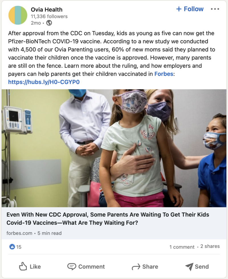An example of a company commenting and sharing a news story on their social media to join the conversation.