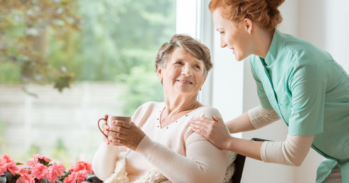 A senior woman who is being taken care of by a professional caregiver exemplifies the ideal home care client.