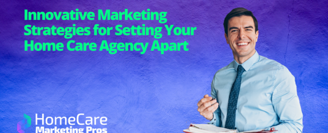 A businessman smiles while holding a binder, representing planning a home health care marketing plan.