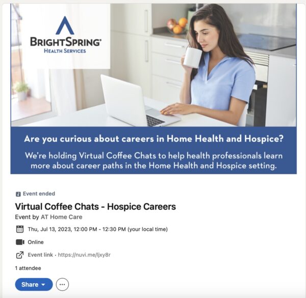 An example of a company hosting a virtual event with LinkedIn.