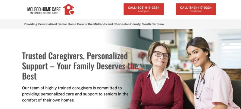 Screenshot A home care PPC landing page features phone numbers prominently at the top.