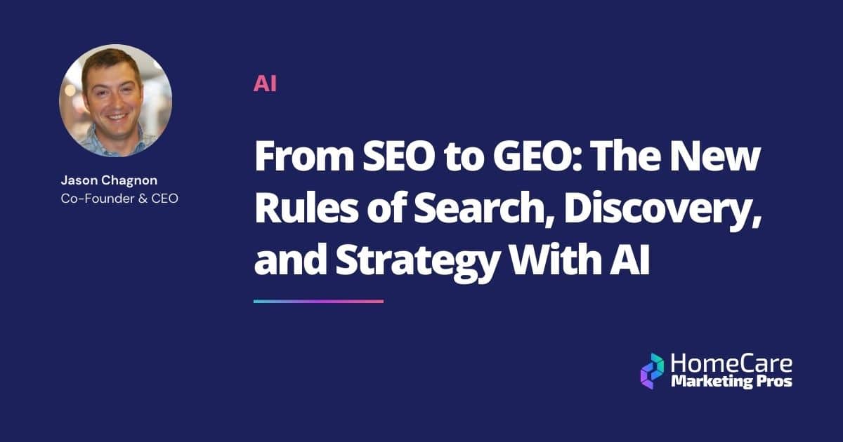 A graphic with the title: "From SEO to GEO: The New Rules of Search, Discovery, and Strategy With AI"
